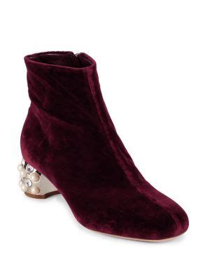 miu miu velvet jeweled heel booties|miu mi u shoes.